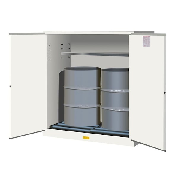 110 gal, 1 Shelves, 18-Gauge Steel, 59 in W x 65 in H x 34 in D, white